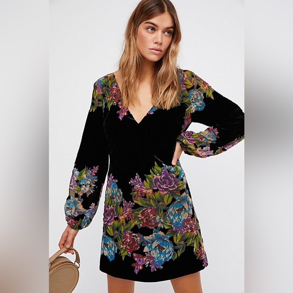 Free People Misha Burnout Velvet Dress, Size M